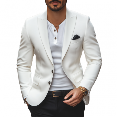 Patricio | Men'S Casual Solid Color Horizontal Striped Textured Fabric Peaked Lapel Single-Breasted Slim-Fit Blazer