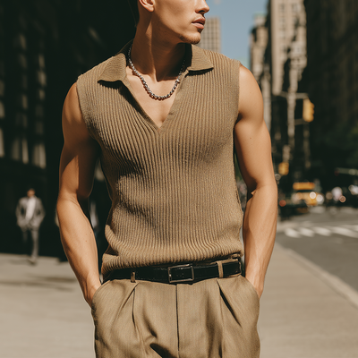 Karl | Men'S Summer Fashion Cool Cotton Knitted Sleeveless Tank Top