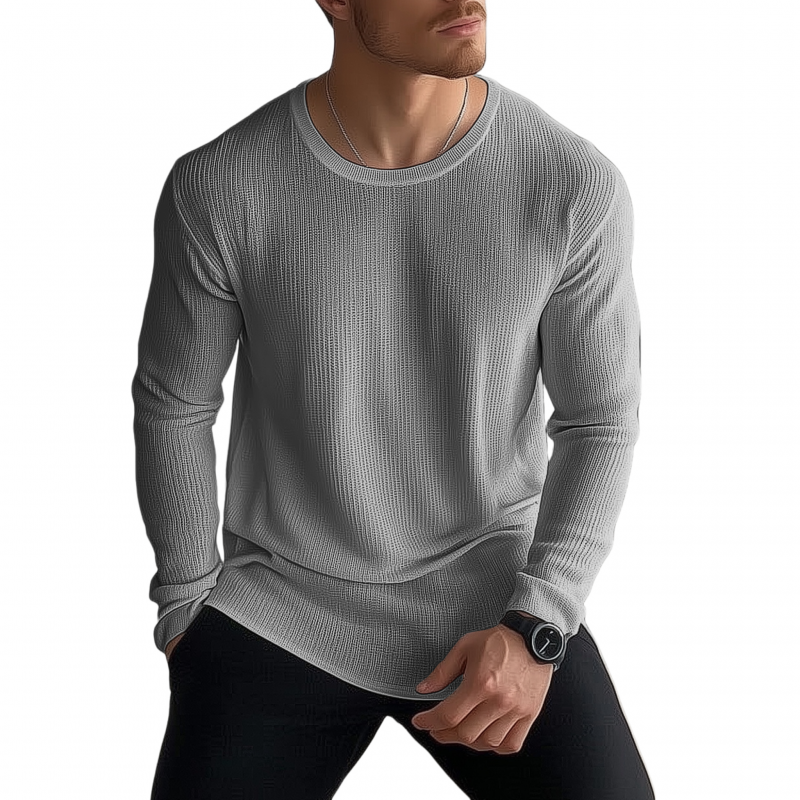 Rodrigo | Men'S Casual Solid Color Breathable Knitted Round Neck Loose Long Sleeve Sweater T-Shirt