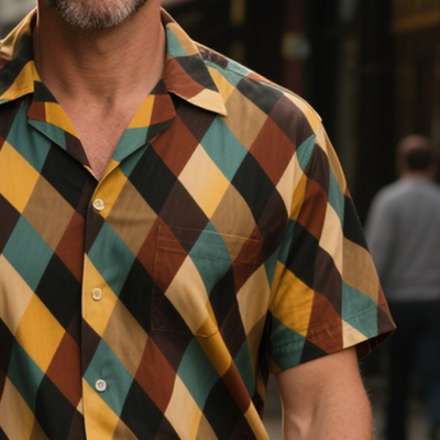 Gordon | Men'S Retro Casual Plaid Print Lapel Short Sleeve Shirt
