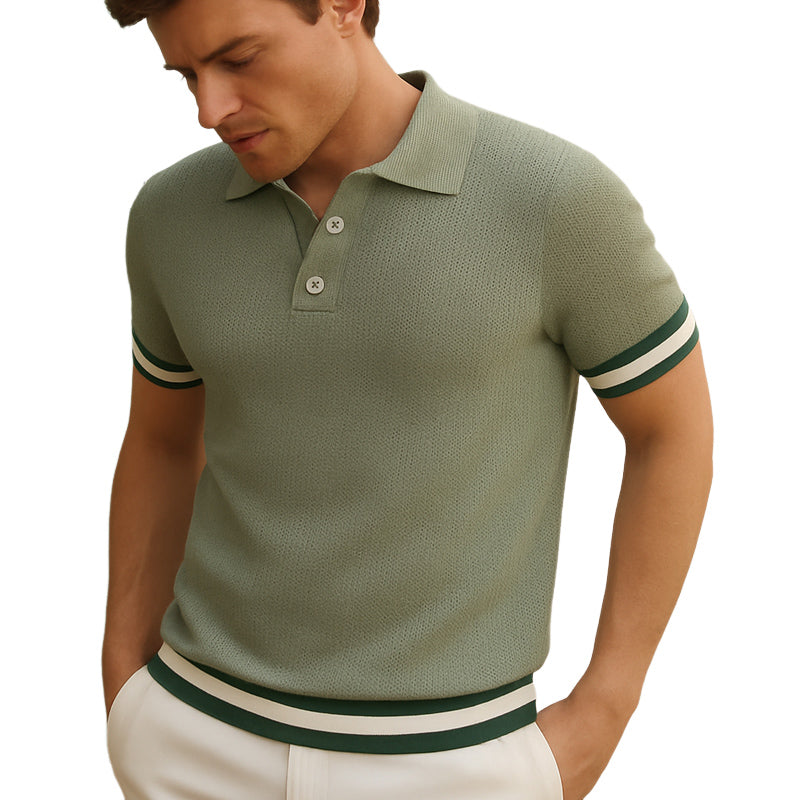 Roy | Men'S Summer Business Polo Neck Knitted Short Sleeve T-Shirt