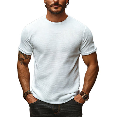 Howard | Men'S Solid Color Waffle Round Neck Short Sleeve T-Shirt