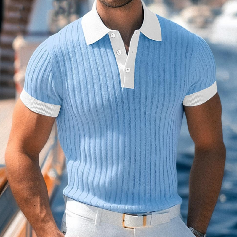 Renato | Men'S Casual Breathable Contrast Color Lapel Slim Fit Knitted Short-Sleeved Polo Shirt