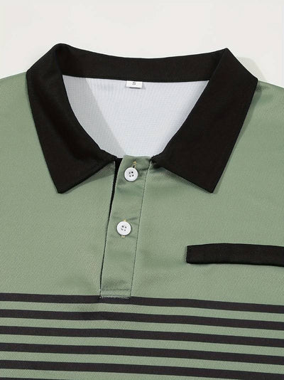 Lucie® | Casual Short Sleeve Stripe Polo Shirt For Men