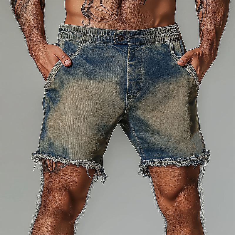Tyrell | Men'S Summer Fashion Washed Raw Edge Distressed Denim Shorts