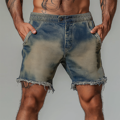 Tyrell | Men'S Summer Fashion Washed Raw Edge Distressed Denim Shorts