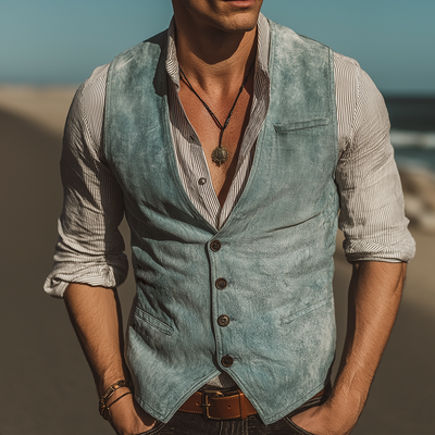 Corey | Men'S Retro Casual High Quality Washed Denim Vest