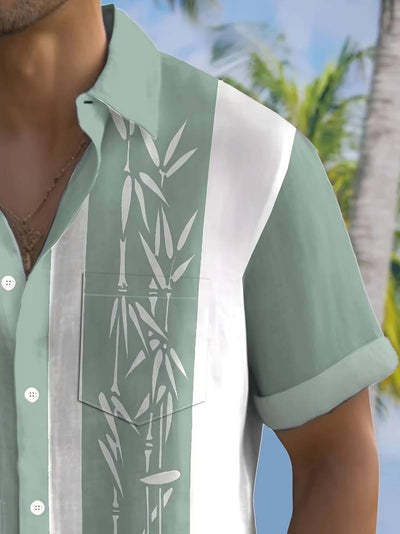Macario® | Short Sleeve Shirt With Bamboo Print And Color Block