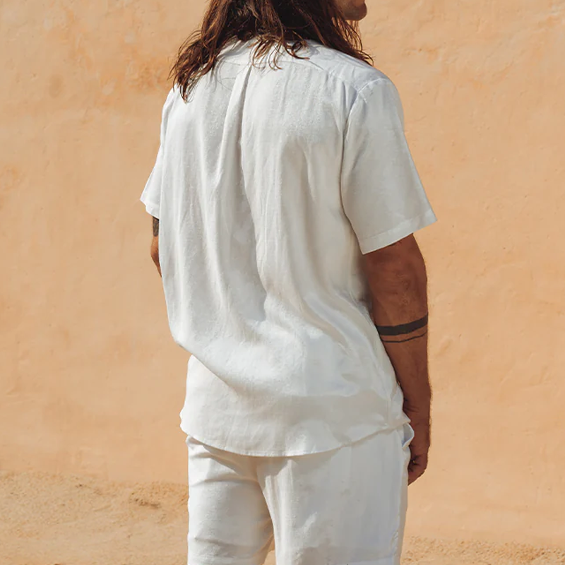 Arturo | Men'S Spring And Summer Fashion Casual Chiffon V-Neck Double-Breasted Short-Sleeved Shirt