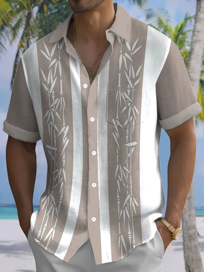Macario® | Short Sleeve Shirt With Bamboo Print And Color Block