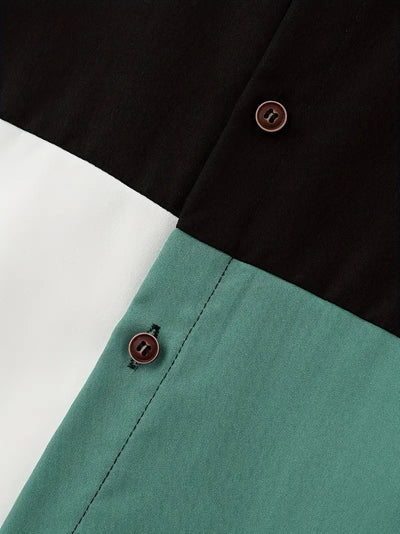Ernesto® | Trendy Color Block Shirt With Button Placket For Men