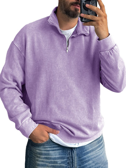 Fernando® | Men'S Basic Zip Stand Up Sweatshirt