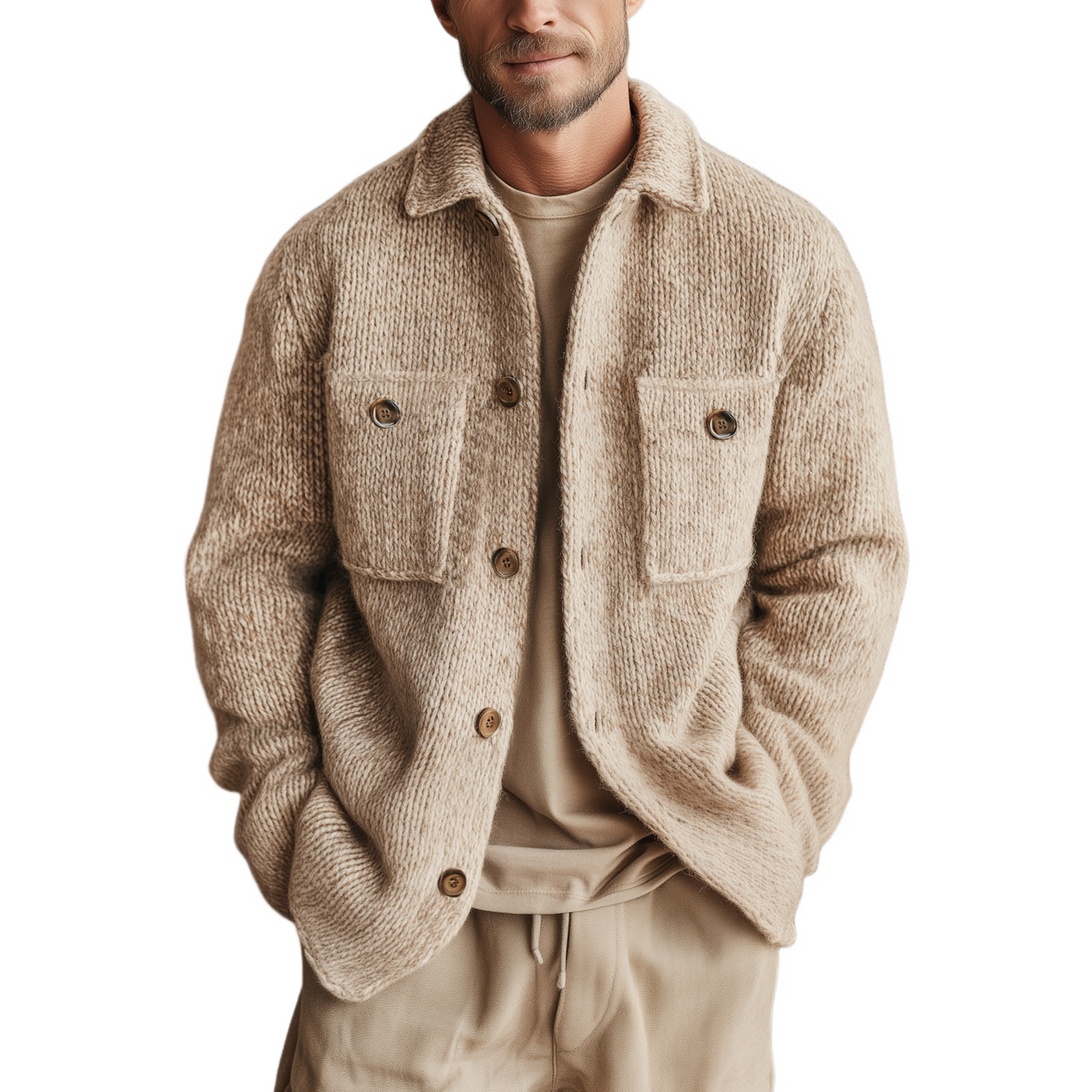 Men's Classic Casal Shirt-Style Cardigan