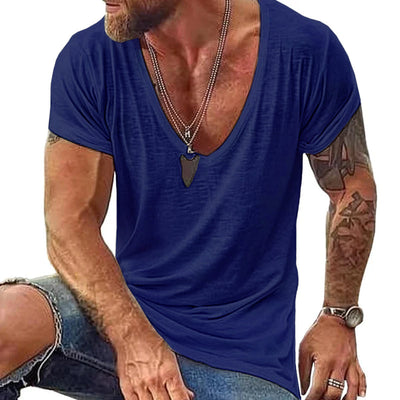 Men's Casal Cotn V Neck Short-Sleeved T-Shirt