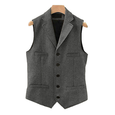 Men's Vintage Classic Wool Blended Lapel Single Breasted Suit Vest