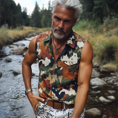Ricardo | Men'S Summer Fashion Camouflage Sleeveless Shirt