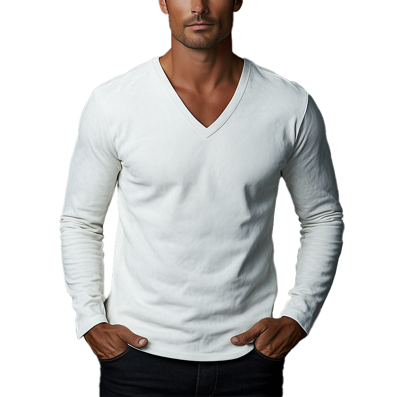 Joe | Men'S Vintage Faux Suede V-Neck Long Sleeve T-Shirt