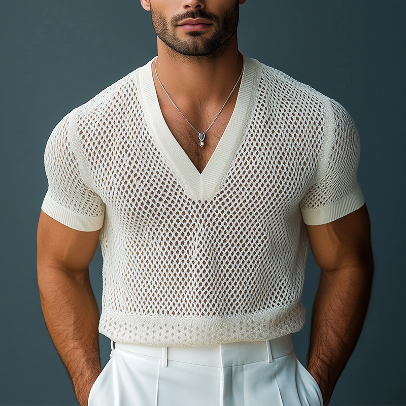 Shawn | Men'S Summer Fashion Knitted Mesh Short Sleeve T-Shirt