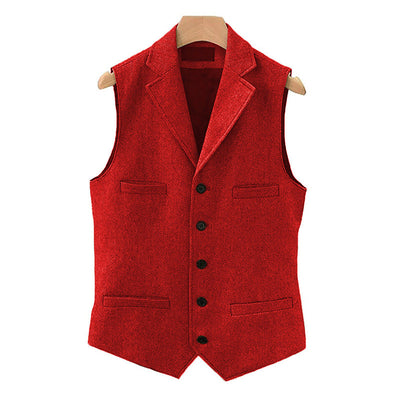 Men's Vintage Classic Wool Blended Lapel Single Breasted Suit Vest