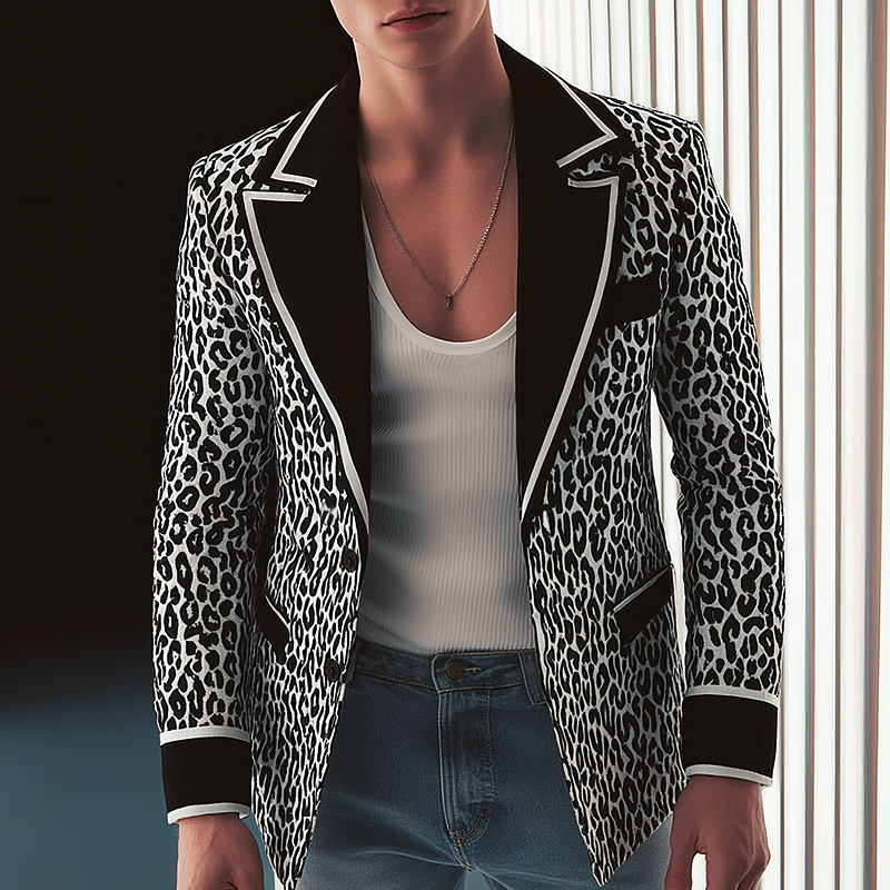 Larry | Men'S Vintage Leopard Print Single Breasted Blazer