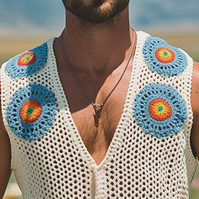 Lonnie | Men'S Summer Fashion Casual Hollow Crochet Flower Knitted Vest