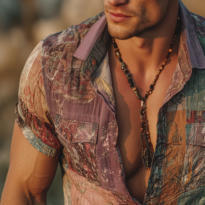 Daniel | Men'S Retro Casual Gradient Print Lapel Short Sleeve Shirt