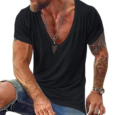Men's Casal Cotn V Neck Short-Sleeved T-Shirt