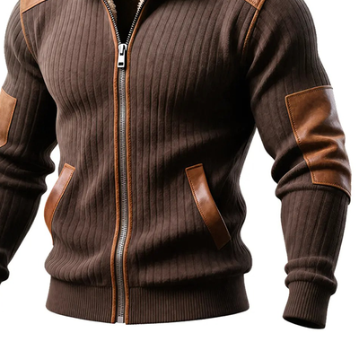 Ariel® | Men's Casual Knitted Stitching PU Lapel Zipper Jacket MTA0931J3X
