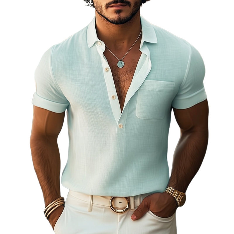 Marc | Men'S Summer Basic Polo Collar Textured Short-Sleeved T-Shirt