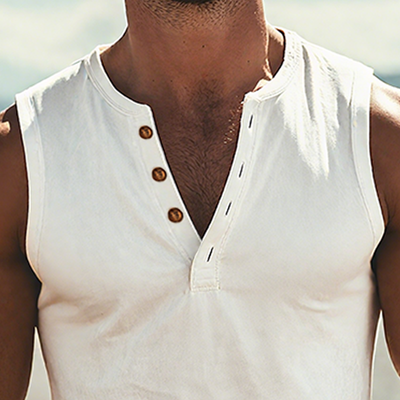 Fernando | Men'S Spring And Summer Casual Thin Suede Henley Collar Tank Top