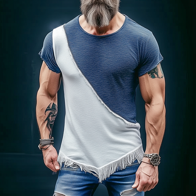 Jeremy | Men'S Retro Casual Stitching Tassel Round Neck Short Sleeve T-Shirt