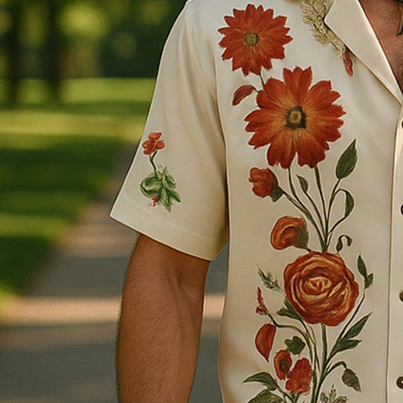 Sean | Men'S Summer Casual Linen Printed Short Sleeve Shirt