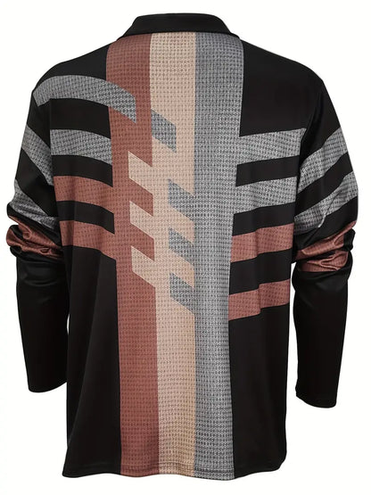 Louise® | Geometric Long Sleeve Zipper Shirt For Spring