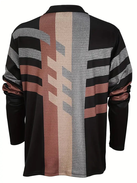 Louise® | Geometric Long Sleeve Zipper Shirt For Spring