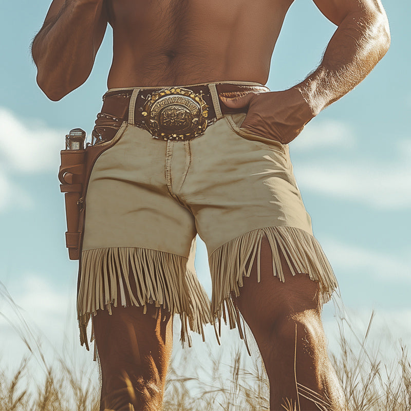 Men's Smmer Western DeniStyle Fringe Shorts