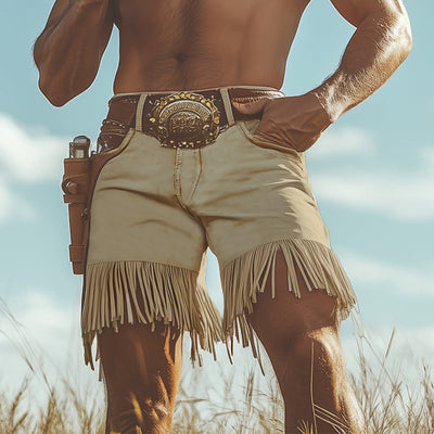 Men's Smmer Western DeniStyle Fringe Shorts