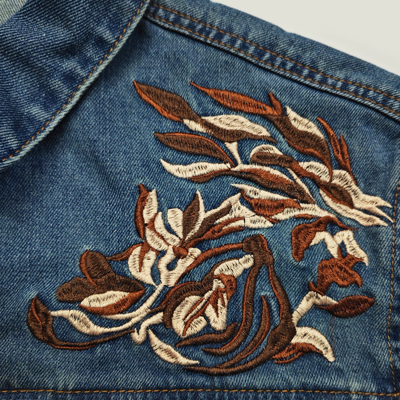 Men's Western Cowboy Style Embroidered Lapel Chest Pocket Long Sleeve DeniShirt