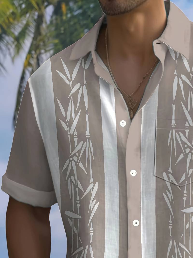 Macario® | Short Sleeve Shirt With Bamboo Print And Color Block