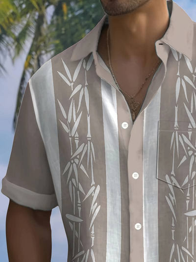 Macario® | Short Sleeve Shirt With Bamboo Print And Color Block