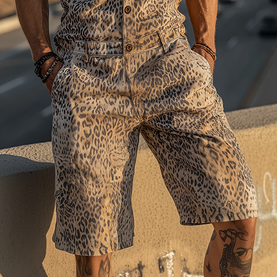 Chad | Men'S Spring And Summer Fashion Casual Leopard Print Tank Top-Style Jumpsuit