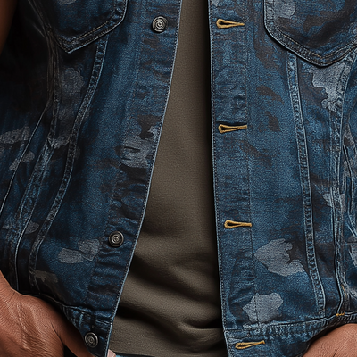 Ralph | Men'S Summer Fashion Camouflage Washed Denim Vest