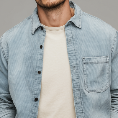 Colin | Men'S Retro Casual Corduroy Washed Lightly Bleached Distressed Long-Sleeved Shirt
