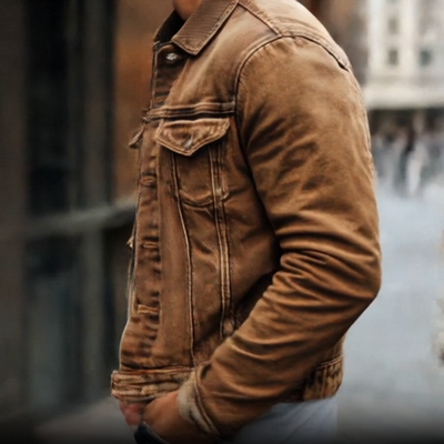 Men's Vine Casal Solid Color Washed DeniJacket