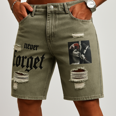 Kent | Men'S Summer Fashion Printed Ripped Denim Shorts