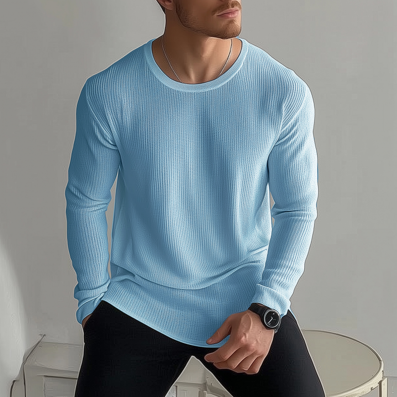 Rodrigo | Men'S Casual Solid Color Breathable Knitted Round Neck Loose Long Sleeve Sweater T-Shirt
