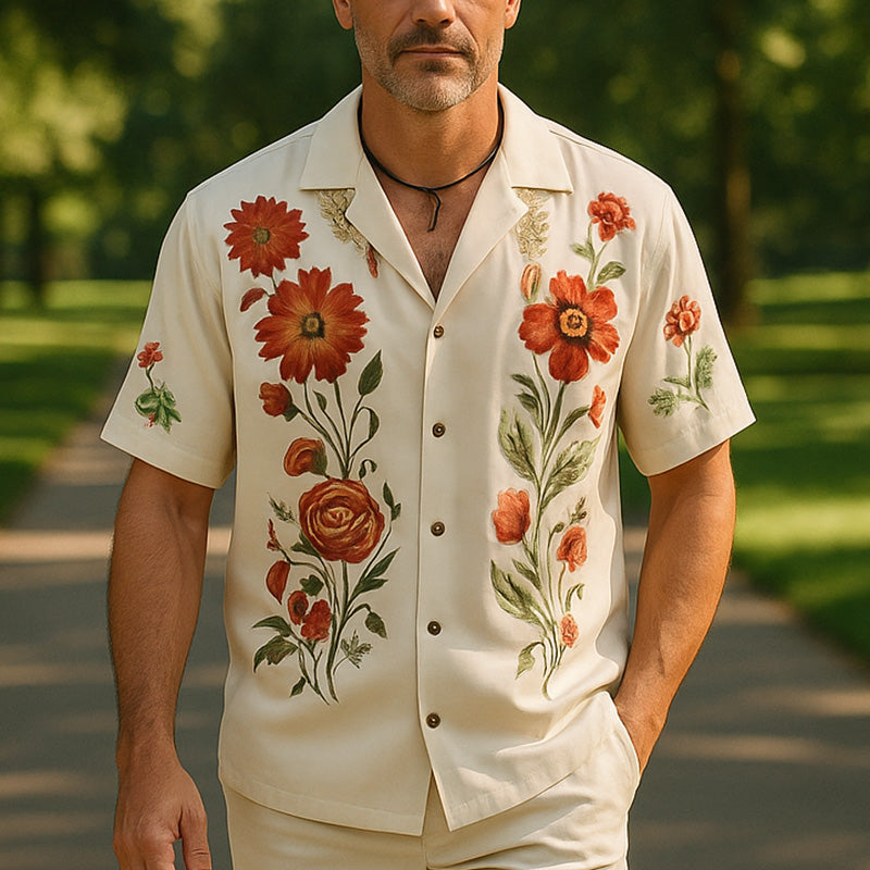 Sean | Men'S Summer Casual Linen Printed Short Sleeve Shirt