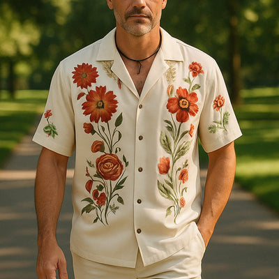 Sean | Men'S Summer Casual Linen Printed Short Sleeve Shirt