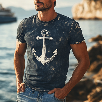 Evan | Men'S Retro Printed Round Neck Short Sleeve T-Shirt