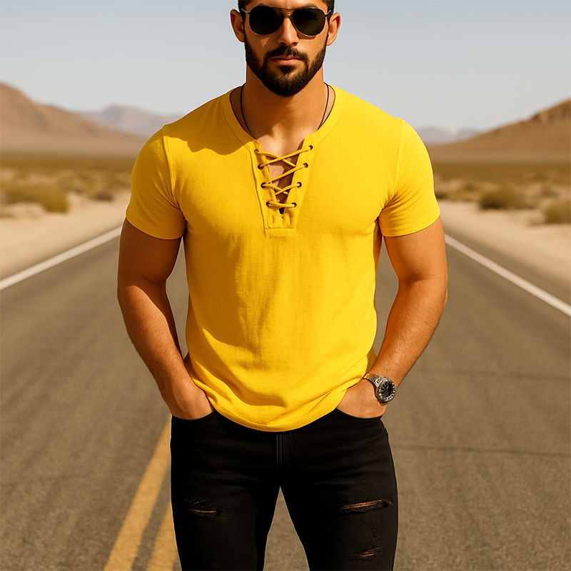 Kurt | Men'S Summer Fashion Lace-Up Thin Linen Short-Sleeved Shirt