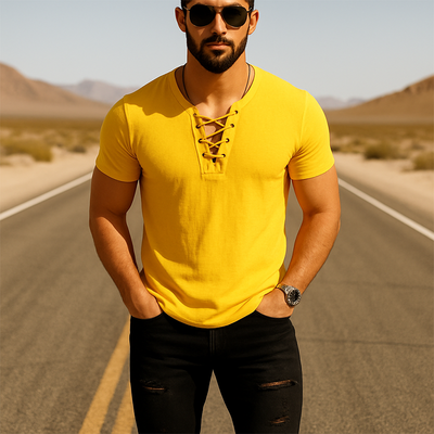 Kurt | Men'S Summer Fashion Lace-Up Thin Linen Short-Sleeved Shirt